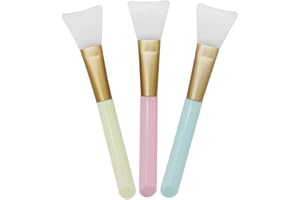 LANSONEE 3 Pack Silicone Face Mask Makeup Brushes, Facial Mask Brush Skin Care Beauty Tool Silicone Cosmetic Brush Mud Mask Brush DIY Makeup Tool (Multicolor)