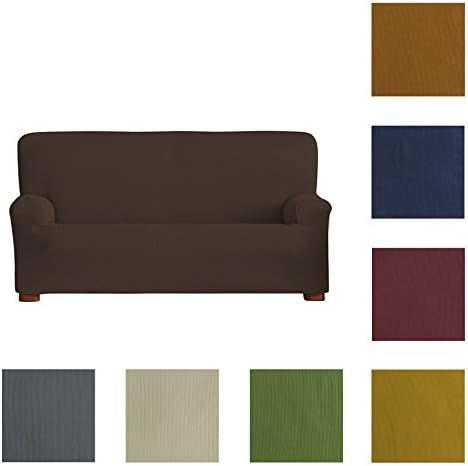 Sofa Slipcover in Stretchable Millerighe, 3 Seats (from 170 to 210 Cm) - Color Orange
