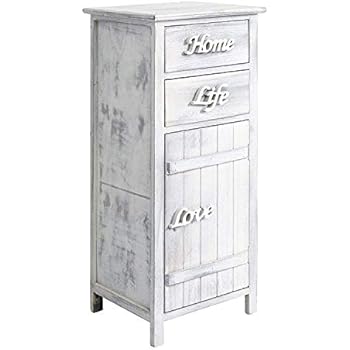 Vetrinetta Rebecca Shabby Chic | Bianco Con Cassetti Vimini | 102x32x27 Cm | Per Bagno, Ingresso O Camera - Foto 11