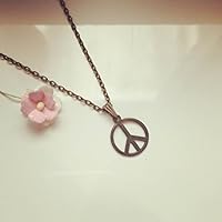 Kurze Kette großes Peace Bronze, Frieden / harmony / vintage / ethno / hippie / must have / statement / florabella schmuck