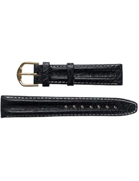 JACQUES LEMANS Uhrenarmband echt Leder 18 mm schwarz Doppelwulst