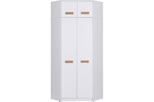 ‎MARMEX MEBLE Marmex Kleiderschrank Holz Eckschrank mit Kleiderstange und Einlegebode Mehrzweckschrank Schrank Kinderzimmer Schlafzimmer Möbel Flurschrank Grant G8+G15 91x235 cm