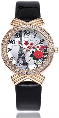 2018 New Women Fashion Wrist Watches, GreatestPAK Leather Band Analog Round Quartz Watches (Black)