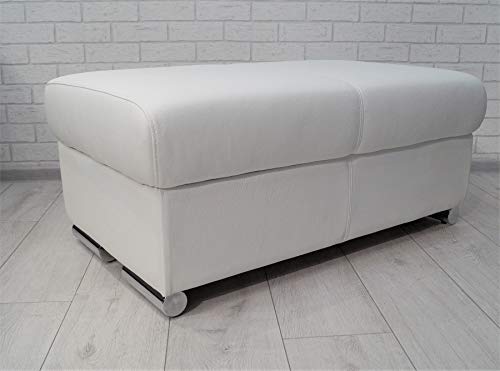Quattro Meble Weiß Leder aufklappbar mit Stauraum Sitzhocker Rindsleder
