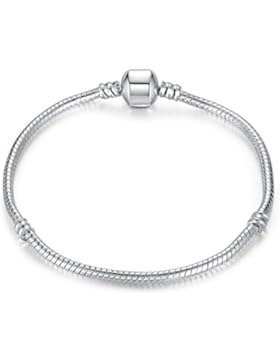 Presentski Silber Anhänger Charm Armband Schlangenkette für Mädchen Frauen Geburtstag 18 20cm / 7,08 7,88 Zoll