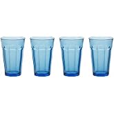 DURALEX | Set of 4 Water Glass Glasses 360 ml Picardie Marine Navy Blue, High Tempered Glass Glasses with Relief, Dishwasher