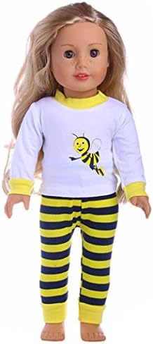SMett Cute Pajamas Nightgown Clothes For 18 Inch Our Generation American Girl Doll (Yellow)