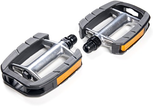 AARON City Fahrradpedale mit hochwertiger Lagerung, Trekking Pedale und elegante / klassische City-Bike Fahrrad, Silber / Schwarz - 4