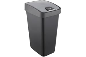 keeeper Premium poubelle avec couvercle rabattable, Soft Touch, 45 l, 40 x 30 x 61,5 cm, Magne, gris (graphite), Graphit