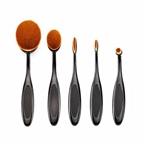 Tonsee 5Pcs Beauty Oval Toothbrush Makeup Foundation Powder Lip Eyeshadow Brushes Set