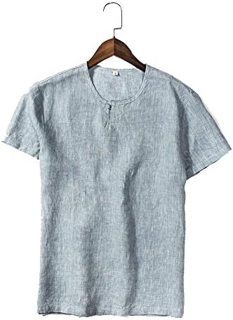 UAISI Men Short Sleeve Linen Shirten Pullover CasualShirt Strand Shirt