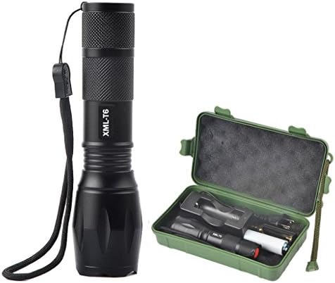 1000 Lumens Adjustable Focus Zoomable Flashlight Torch, 5 Modes CREE XML-T6 LED Flashlights, Water Resistant Camping Light for Outdoor Sports Mountaineering Hike
