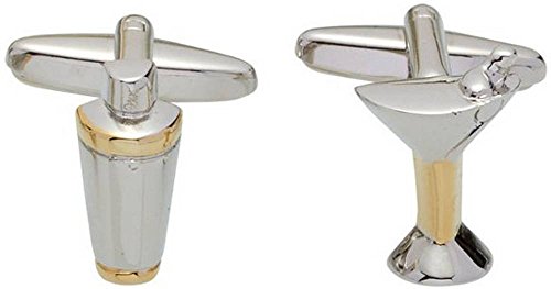 Preisvergleich Produktbild Gold / Silber-Cocktail-Shaker und Glas Manschettenknöpfe von Zennor