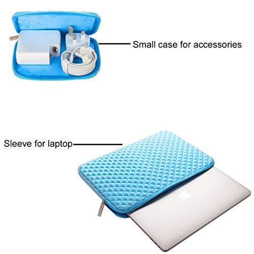 MOSISO Universal wasserresistente and stoßfest Lycra Laptop Schutzhülle mit Rautenmuster / Diamant-Muster Schaumpolsterung für 12,9 Zoll iPad Pro, 13-13,3 Zoll MacBook Pro, MacBook Air, Laptops, Tablets, Notebooks Chromebook, Air Blau - 2