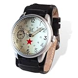 WT WARTIME Unisex Uhr Analog Mechanik mit Leder Armband 500