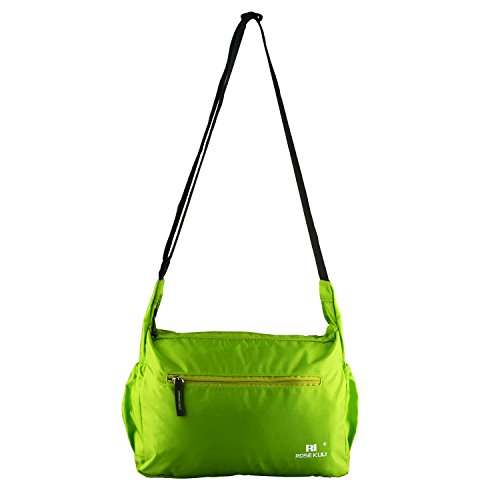 Rose Kuli Folding Unisex Shoulder Bags Outdoor Ultralight Nylon Water Resistant Diaper Bags (Green)