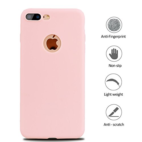 Funda iPhone 7 Plus  E-Lush Suave Silicona TPU Carcasa Ultra Delgado Flexible Gel Parachoques Goma Mate Opaco Case Cover Amortigua Golpes Protectiva Caso para iPhone 7 Plus  5 5 Pulgadas  Smartphone Anti-Rasgu  o y Resistente Tapa - Rosa