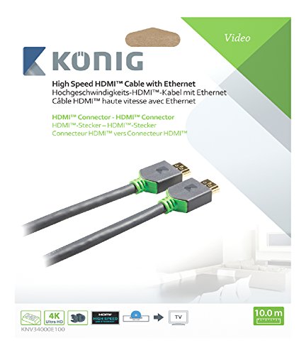 König KNV34000E100 Hochgeschwindigkeits-HDMI-Kabel mit Ethernet, 10,0m grau - 5
