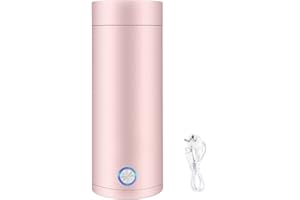 Jooheli Bouilloire Électrique, 400ML Bouilloire Électrique Voyage, 3 en 1 Mini Bouilloire et Mini Thermos, Bouilloire en Acier Inoxydable 300W pour Thé, Lait, Café, Arrêt automatique (Rose)