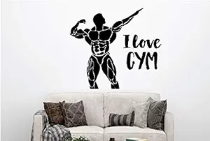 VVWV I Love Gym Wall Stickers for Home Living Kids Bed Room Hall Kitchen Wall Decor Stickers PVC Vinyl Decals L X H 55 X 90 CMS