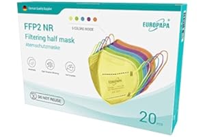 EUROPAPA® 40 x FFP2 maski w kształcie ryby i 3D maska ochronna do dróg oddechowych 5-warstwowe maski chroniące przed kurzem higieniczne pojedyncze opakowanie, certyfikat EN149:2001+A1:2009 EU2016/425
