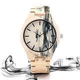 YSCYLY Mens Holz Uhr Analog Quarzwerk Business Watch Leichte Vintage Casual Bambus Holz Uhr Für Männer Und Frauen In Geschenkbox