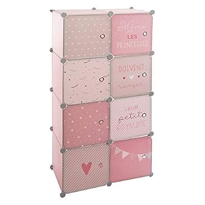 Atmosphera - Armoire avec Rangement et Penderie modulable pour Chambre d'enfant Rose H 124 cm