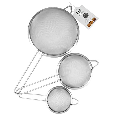 Aliks Premium Set von 3 Feine Edelstahlsiebe – Sieb für Tee, Kaffee Quinoa Reis und Joghurt. Perfekt für Die Küche. Spülmaschinenfest - 2