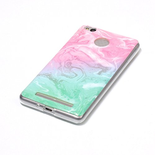 Funda XiaoMi RedMi 3S AllDo Carcasa Dise  o del Patr  n de M  rmol Funda Suave Gel de TPU Carcasa Flexible Lisa Funda Delgada Ligera Smooth Soft Case Cover Anti-rasgu  os Anti-choque Carcasa Protectora con M  rmol de Moda Duradero Funda de Silicona para XiaoMi RedMi 3S - Rosa Cyan