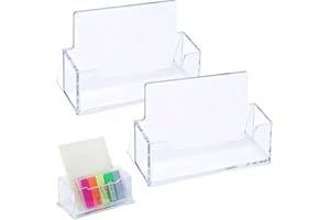 BRITECO 2 PCS Clear Acrylic Business Card Holder Stand – Durable & Elegant Design for Desk, Office, or Home Use