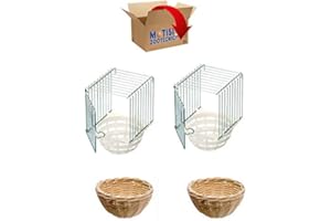 Motisi Zootecnici Nr.2 nidi Esterni per Gabbia cova canarini, Uccelli, cocorite, pappagallini + Nr.2 nidi in Vimini