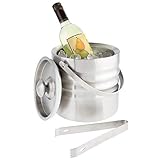 PRÁCTICO RECIPIENTE: Gracias al asa grande, el botellero enfriador se puede transportar fácilmente de la cocina al comedor. La tapa completa el diseño elegante y práctico del cubo para hielo.