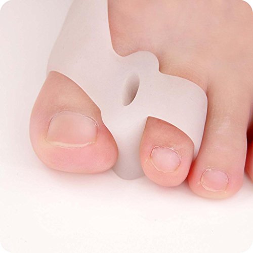 Huayang Silikon Gel Fuß Zwei Zehen Separator Hallux Valgus Korrektor Glätteisen Orthese (weiß) - 2
