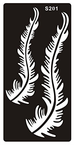 STENCILS TEMPLATES TATTOO FEATHER Designs S201 - single use - suitable for Henna Tattoo Glitter Tattoo and Airbrush Tattoo