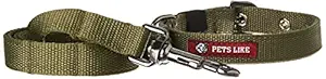 Pets Like Polyester Collar and Leash Set 20 mm(Olive Green), (GE-COPC003)