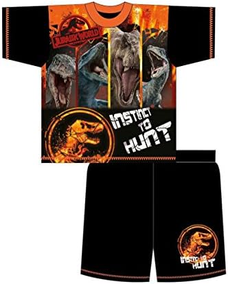 100% Official Merchandise Kids Boys Jurassic World 2 Piece Shortie Pyjama Set, 4 Dino Black, 7/8