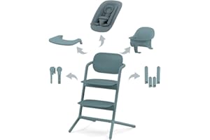 CYBEX Gold LEMO Seggiolone 4-in-1, 0 - 99 Anni, Dalla Nascita, Include Sdraietta, Sedile per Bambini, Vassoio, Riduttore per Neonati, Poggiatesta e Adattatore, Alluminio/Plastica, Stone Blue (Blu)