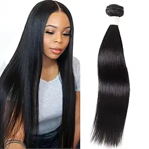 16: Misoun Hair Brazilian Virgin Hair Straight One Bundle 100G Unprocessed Virgin Human Hair Weave Extension Weft Natural Color 16Inch
