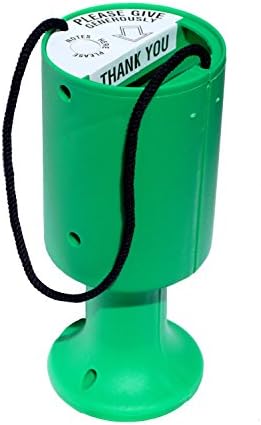 Round Handheld Plastic Charity Collection Box - Green