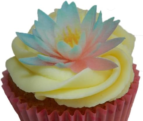 2D FLAT WATER LILY FLOWERS M1 EDIBLE WAFER/RICE PAPER CUP CAKE TOPPERS BIRTHDAY PARTY WEDDING DECORATION F26 (12)