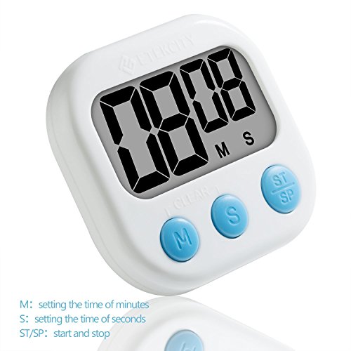 Etekcity 2er Digitaler Küchentimer mit Stoppuhr und Großem LCD-Display, Lautstärkeregelung, Inkl. Batterien, Weiß - 2