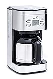 Senya cafetière électrique programmable Inox Hot Coffee, verseuse isotherme en acier inoxydable, fonction sélecteur d'arôme, maintien au chaud, 1,2L, 800W, SYBF-CM025