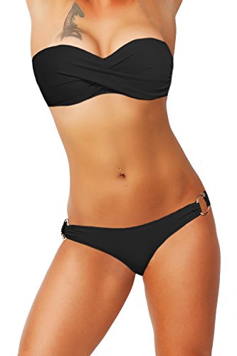 Damen Badeanzug Twist Push Up Bandeau Bikini Set ( No: 515)