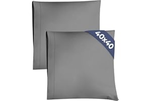 ‎CGK UNLIMITED Kissenbezüge 40x40 cm Dunkelgrau im 2er-Pack - Weiche Kopfkissenbezüge aus Mikrofaser - Atmungsaktive, Pflegeleichte und knitterfreie Kissenhüllen - Maschinenwaschbar mit Hotelverschluss - Oeko-TEX