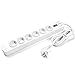 Produktbild BESTEK 6 Fach schaltbare Steckdosenleiste mit Überspannungsschutz, Mehrfachsteckdose mit Schalter, Steckerleiste Wandmontage, 1,8m Kabel mit Schukostecker, Surge Protector, 3600W/16A, weiß