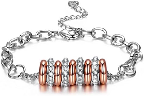 J NINA String of Happiness 14k Rose-Gold &amp; White Gold Plated Bracelet, Nine Circles Design Hand String, Jewellery Gift for Women