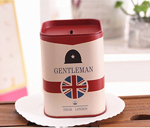 Britische Art Jahrgang Metall Sparschwein Spardose Sparbüchse Münze Box Piggy Bank – Rot - 3