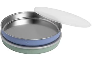 Elk and Friends Kids Stainless Steel Plates with Silicone Sleeves + Lid| Suitable for Babies/Toddlers | Dishwasher Safe | Non Slip Dinnerware | Snack Dishes | 2 Pack