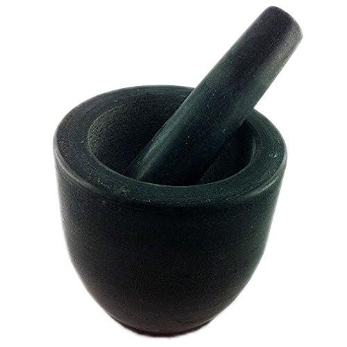 Mörser mit Stößel (massiver Mörser aus Naturstein mit Schlegel teil poliert) schwere Ausführung , iapyx® - 5