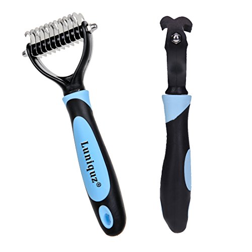 Luniquz-Dog-Dematting-Brush-Pet-Hair-Comb-Grooming-Knots-Matts-Rake-Remover-Double-sided-Teeth-of-Stainless-Steel-Ergonomic-Anti-skid-Handle